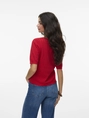 Vero Moda - T-shirt korte mouw - Rood - Vmluxlight Pointelle Ss U-Neck - 10330852