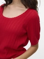 Vero Moda - T-shirt korte mouw - Rood - Vmluxlight Pointelle Ss U-Neck - 10330852