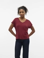 Vero Moda - T-shirt korte mouw - Rood - Vmvanessa Ss V-Neck Top Jrs Ga - 10329351