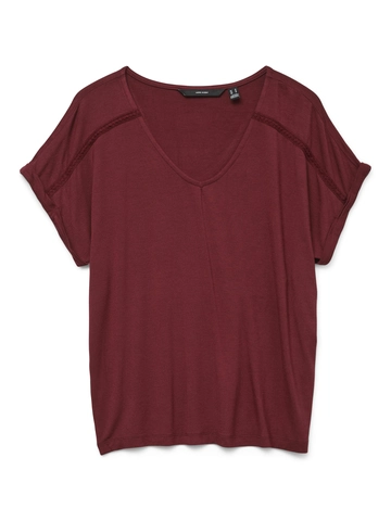 Vero Moda - T-shirt korte mouw - Rood - Vmvanessa Ss V-Neck Top Jrs Ga - 10329351