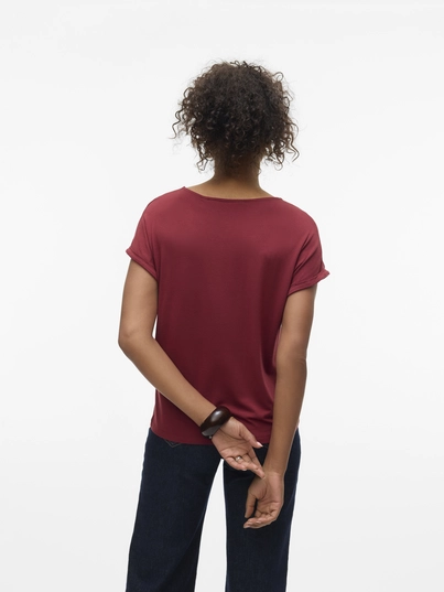 Vero Moda - T-shirt korte mouw - Rood - Vmvanessa Ss V-Neck Top Jrs Ga - 10329351
