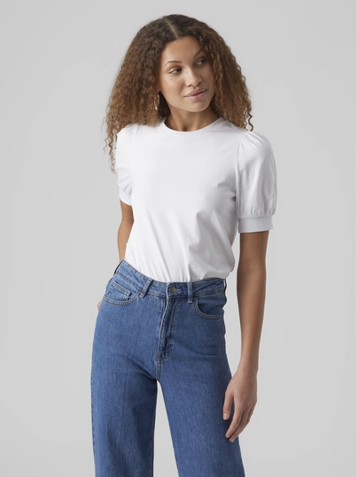 Vero Moda - T-shirt korte mouw - Wit - Vmkerry 2/4 O-Neck Top Vma - 10275520