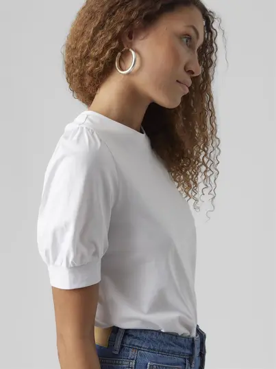 Vero Moda - T-shirt korte mouw - Wit - Vmkerry 2/4 O-Neck Top Vma - 10275520