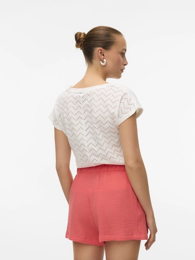 Vero Moda - T-shirt korte mouw - Wit - Vmthas Ss V-Neck Top Jrs Vo - 10328120