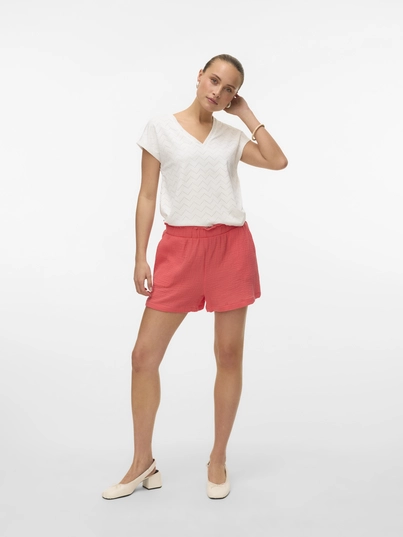 Vero Moda - T-shirt korte mouw - Wit - Vmthas Ss V-Neck Top Jrs Vo - 10328120