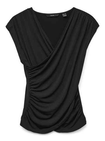 Vero Moda - T-shirt korte mouw - Zwart - Vmdaisy Sl V-Neck Top Jrs - 10329334
