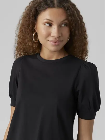 Vero Moda - T-shirt korte mouw - Zwart - Vmkerry 2/4 O-Neck Top Vma - 10275520