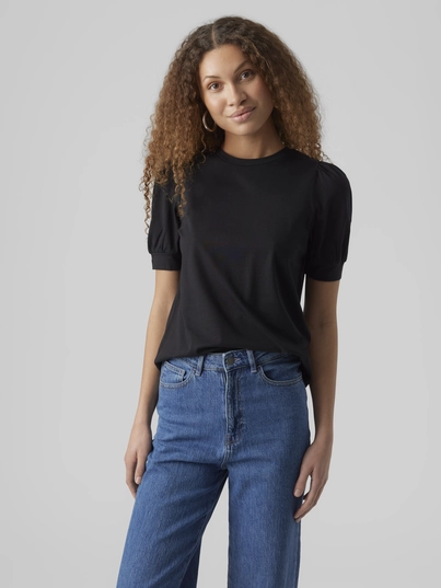 Vero Moda - T-shirt korte mouw - Zwart - Vmkerry 2/4 O-Neck Top Vma - 10275520