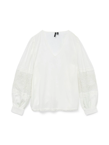 Vero Moda - T-shirt lange mouw - Wit - Vmnicola Ls Top Wvn - 10324602