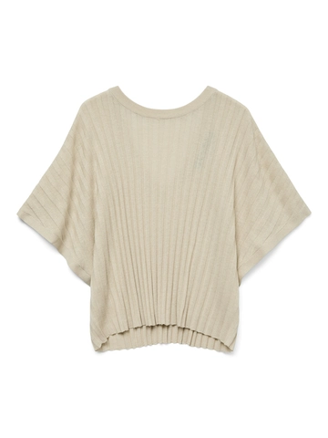 Vero Moda - Trendy T-shirt korte mouw - Beige - Vmbarbados Ss V-Back Pullover - 10326444