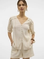 Vero Moda - Trendy T-shirt korte mouw - Beige - Vmdahlia S/S V-Neck Shirt Wvn - 10329115