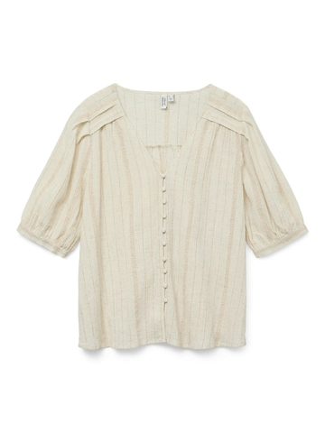 Vero Moda - Trendy T-shirt korte mouw - Beige - Vmdahlia S/S V-Neck Shirt Wvn - 10329115