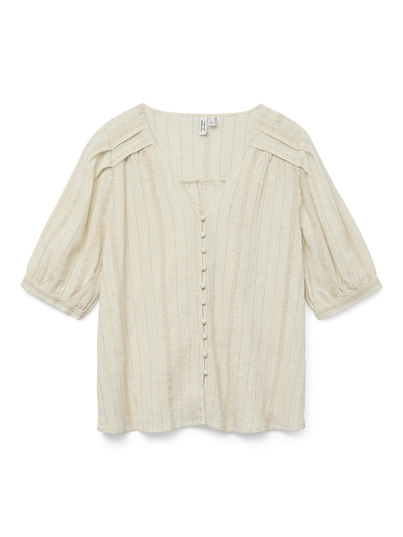 Vero Moda - Trendy T-shirt korte mouw - Beige - Vmdahlia S/S V-Neck Shirt Wvn - 10329115