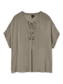 Vero Moda - Trendy T-shirt korte mouw - Grijs - Vmbente Ss Wide Top Wvn Ga - 10329387