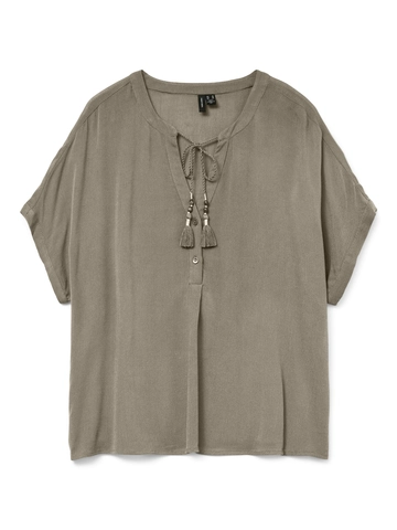 Vero Moda - Trendy T-shirt korte mouw - Grijs - Vmbente Ss Wide Top Wvn Ga - 10329387