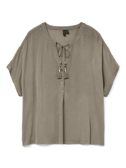 Vero Moda - Trendy T-shirt korte mouw - Grijs - Vmbente Ss Wide Top Wvn Ga - 10329387