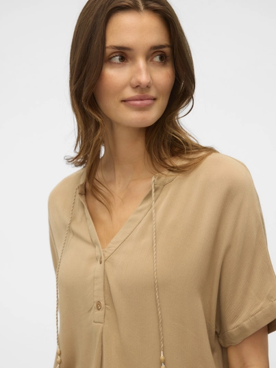 Vero Moda - Trendy T-shirt korte mouw - Grijs - Vmbente Ss Wide Top Wvn Ga - 10329387