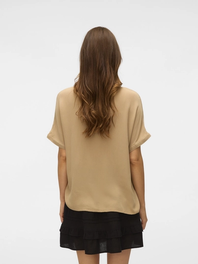 Vero Moda - Trendy T-shirt korte mouw - Grijs - Vmbente Ss Wide Top Wvn Ga - 10329387