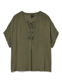 Vero Moda - Trendy T-shirt korte mouw - Groen - Vmbente Ss Wide Top Wvn Ga - 10329387
