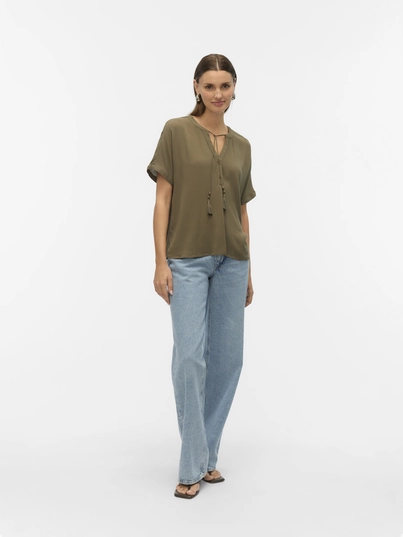 Vero Moda - Trendy T-shirt korte mouw - Groen - Vmbente Ss Wide Top Wvn Ga - 10329387
