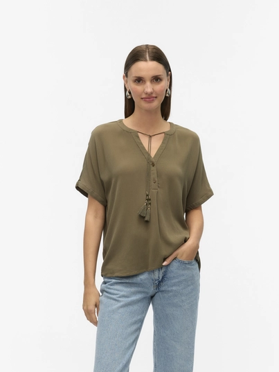 Vero Moda - Trendy T-shirt korte mouw - Groen - Vmbente Ss Wide Top Wvn Ga - 10329387
