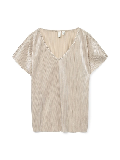 Vero Moda - Trendy T-shirt korte mouw - Zilver - Vmduvi S/S V-Neck Top Jrs Btq - 10334193