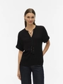 Vero Moda - Trendy T-shirt korte mouw - Zwart - Vmbente Ss Wide Top Wvn Ga - 10329387