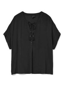 Vero Moda - Trendy T-shirt korte mouw - Zwart - Vmbente Ss Wide Top Wvn Ga - 10329387