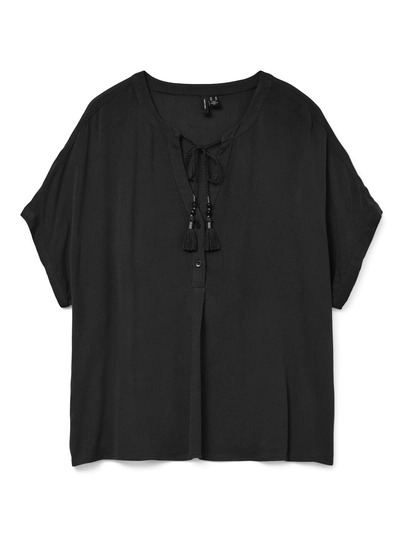 Vero Moda - Trendy T-shirt korte mouw - Zwart - Vmbente Ss Wide Top Wvn Ga - 10329387