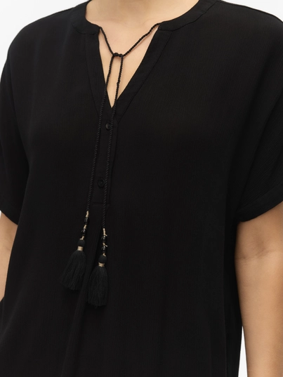 Vero Moda - Trendy T-shirt korte mouw - Zwart - Vmbente Ss Wide Top Wvn Ga - 10329387