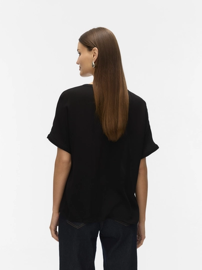 Vero Moda - Trendy T-shirt korte mouw - Zwart - Vmbente Ss Wide Top Wvn Ga - 10329387
