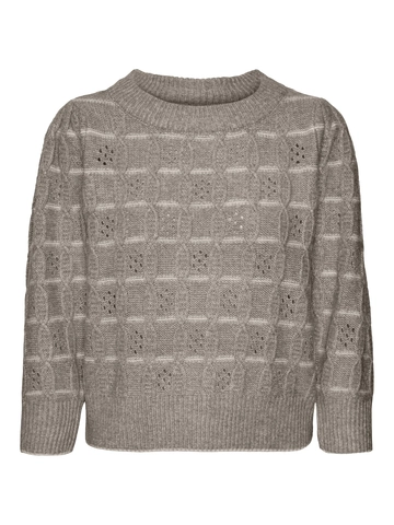 Vero Moda - Trui met ronde hals - Grijs - Vmnewleonor 3/4 O-Neck Pullove - 10321290