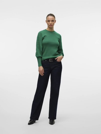 Vero Moda - Trui met ronde hals - Groen - Vmhollypointelle Ls O-Nck Pull - 10322075