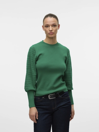 Vero Moda - Trui met ronde hals - Groen - Vmhollypointelle Ls O-Nck Pull - 10322075