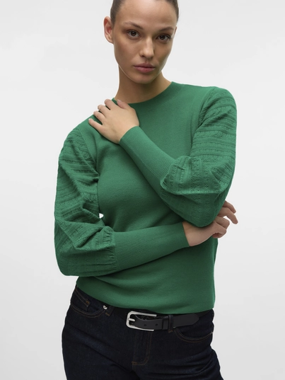 Vero Moda - Trui met ronde hals - Groen - Vmhollypointelle Ls O-Nck Pull - 10322075