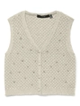 Vero Moda - Vest - Ecru - Vmamalfi Shine Sl V-Neck Short - 10330705