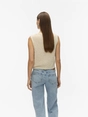 Vero Moda - Vest - Ecru - Vmamalfi Shine Sl V-Neck Short - 10330705