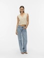 Vero Moda - Vest - Ecru - Vmamalfi Shine Sl V-Neck Short - 10330705