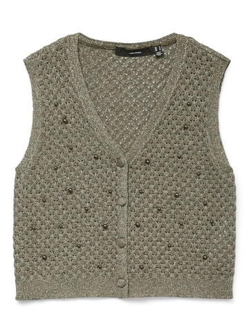 Vero Moda - Vest - Groen - Vmamalfi Shine Sl V-Neck Short - 10330705