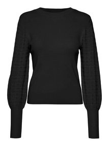 Vero Moda - Vmhollypointelle Ls O-Nck Pull - Trui met ronde hals - Zwart - 10322075