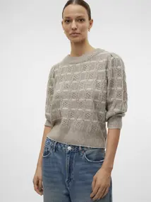 Vero Moda - Vmnewleonor 3/4 O-Neck Pullove - Trui met ronde hals - Middengrijs - 10321290
