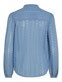 Vila - Spijkerblouse lange mouw - Lichtblauw - Vichikka Lace L/S Shirt - 14082977