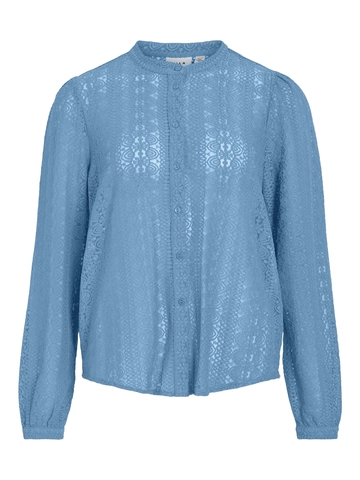 Vila - Spijkerblouse lange mouw - Lichtblauw - Vichikka Lace L/S Shirt - 14082977