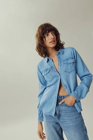 Vila - Spijkerblouse lange mouw - Lichte Denim - Vibista Denim Shirt - 14033008