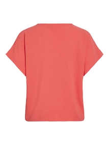 Vila - T-shirt korte mouw - Rood - Vijosa S/S Top - 14101663