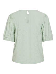 Vila - Trendy T-shirt korte mouw - Mintgroen - Vikally O-Neck 2/4 Top - 14101667
