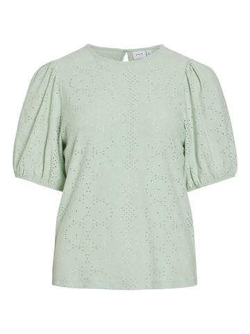 Vila - Trendy T-shirt korte mouw - Mintgroen - Vikally O-Neck 2/4 Top - 14101667