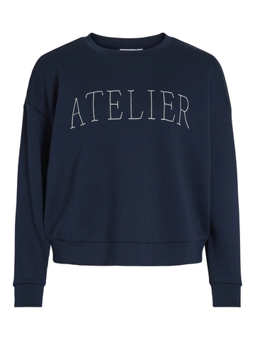 Vila - Trui met ronde hals - Marineblauw - Visiffi Atelier O-Neck L/S Top - 14103224
