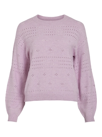 Vila - Trui met ronde hals - Roze - Viril L/S O-Neck Pointelle - 14101222