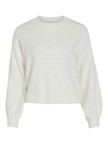 Vila - Trui met ronde hals - Wit - Viril L/S O-Neck Pointelle - 14101222
